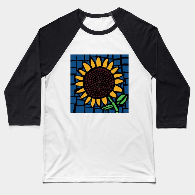 Sunflower Mosaic Baseball T-Shirt by ellenhenryart